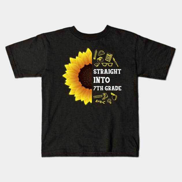 Straight into Seventh grade Back To School Sunflower Kids T-Shirt by hardyhtud